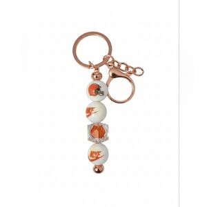 Cleveland Browns Football Beaded Keychain - Rose Gold Hardware